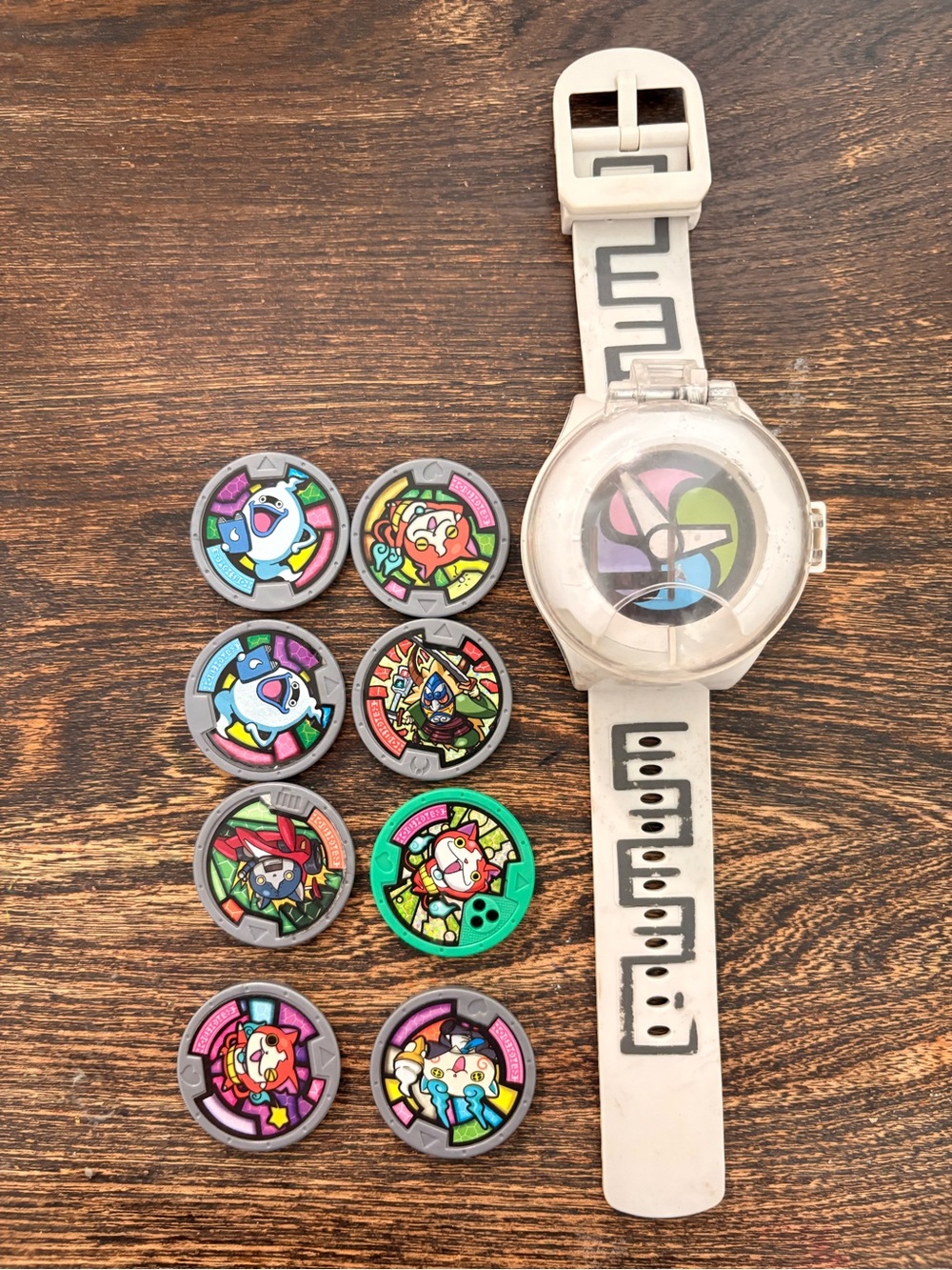 Yo-kai Watch Style White Kids Wearable Watch with Character Medals